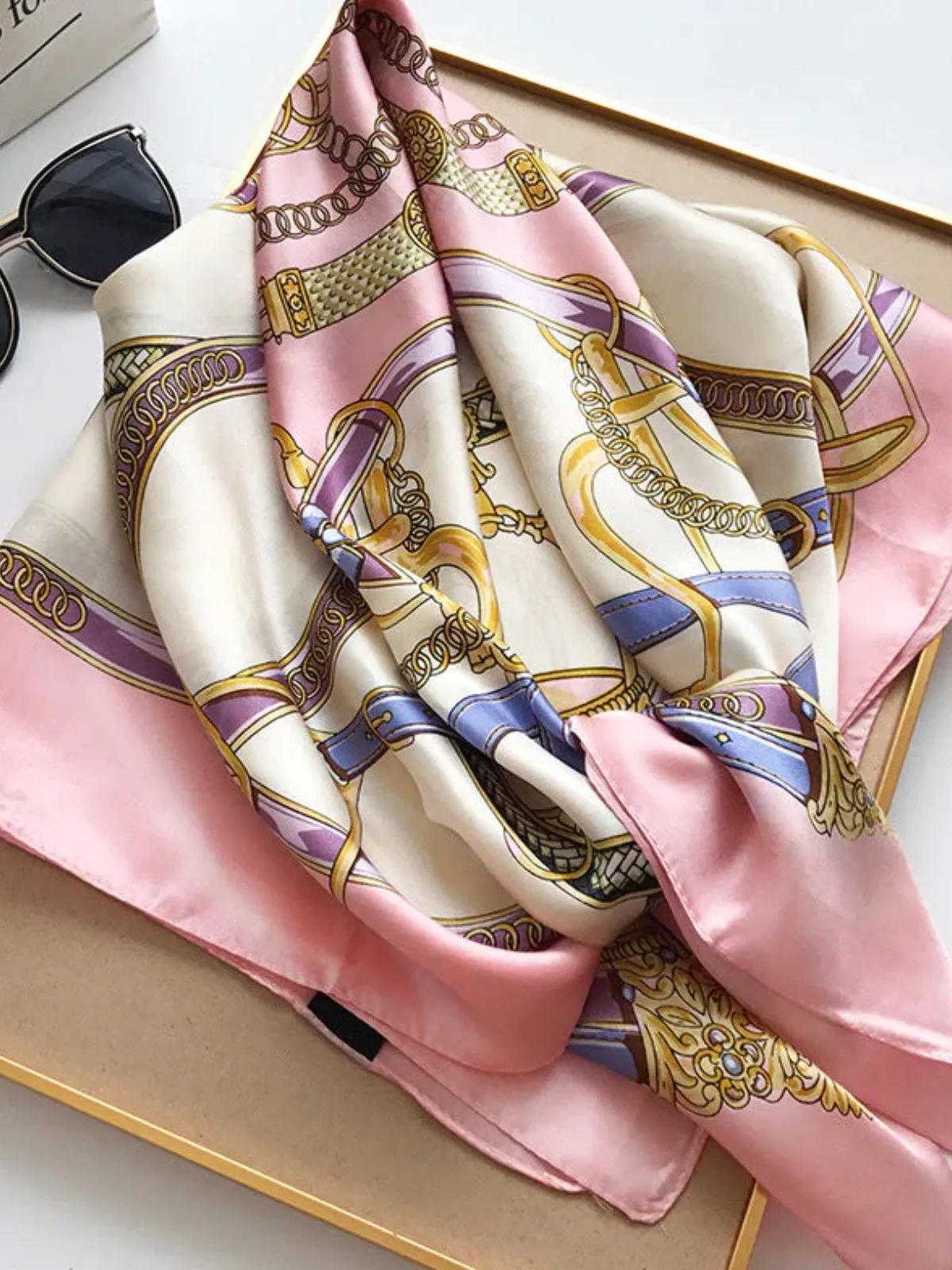 100% Mulberry Silk Printed Square Shawl Scarf size--88*88cm