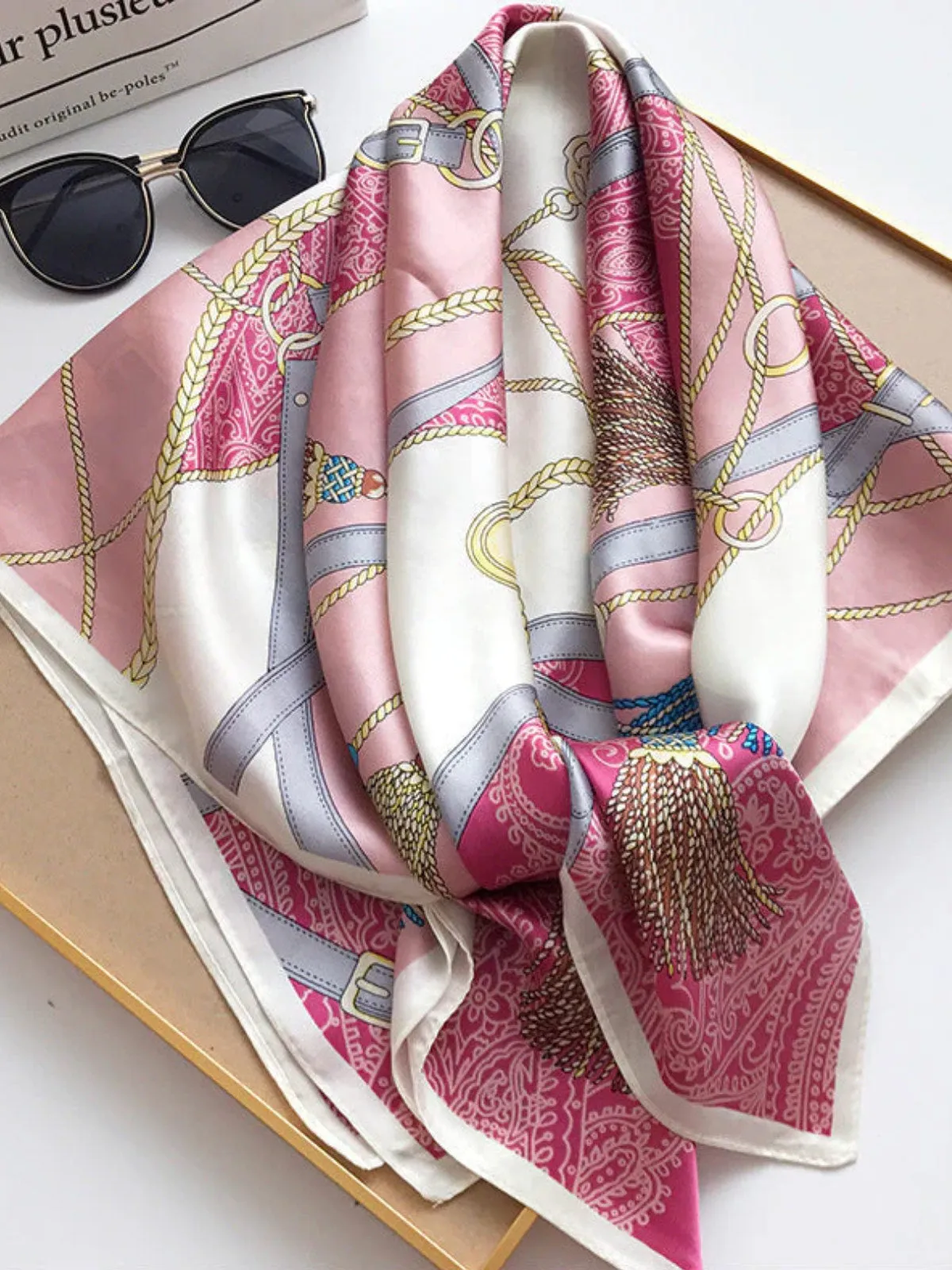 100% Mulberry Silk Printed Square Shawl Scarf size--88*88cm