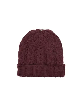 Charlie Cable Knit Hat - Merlot