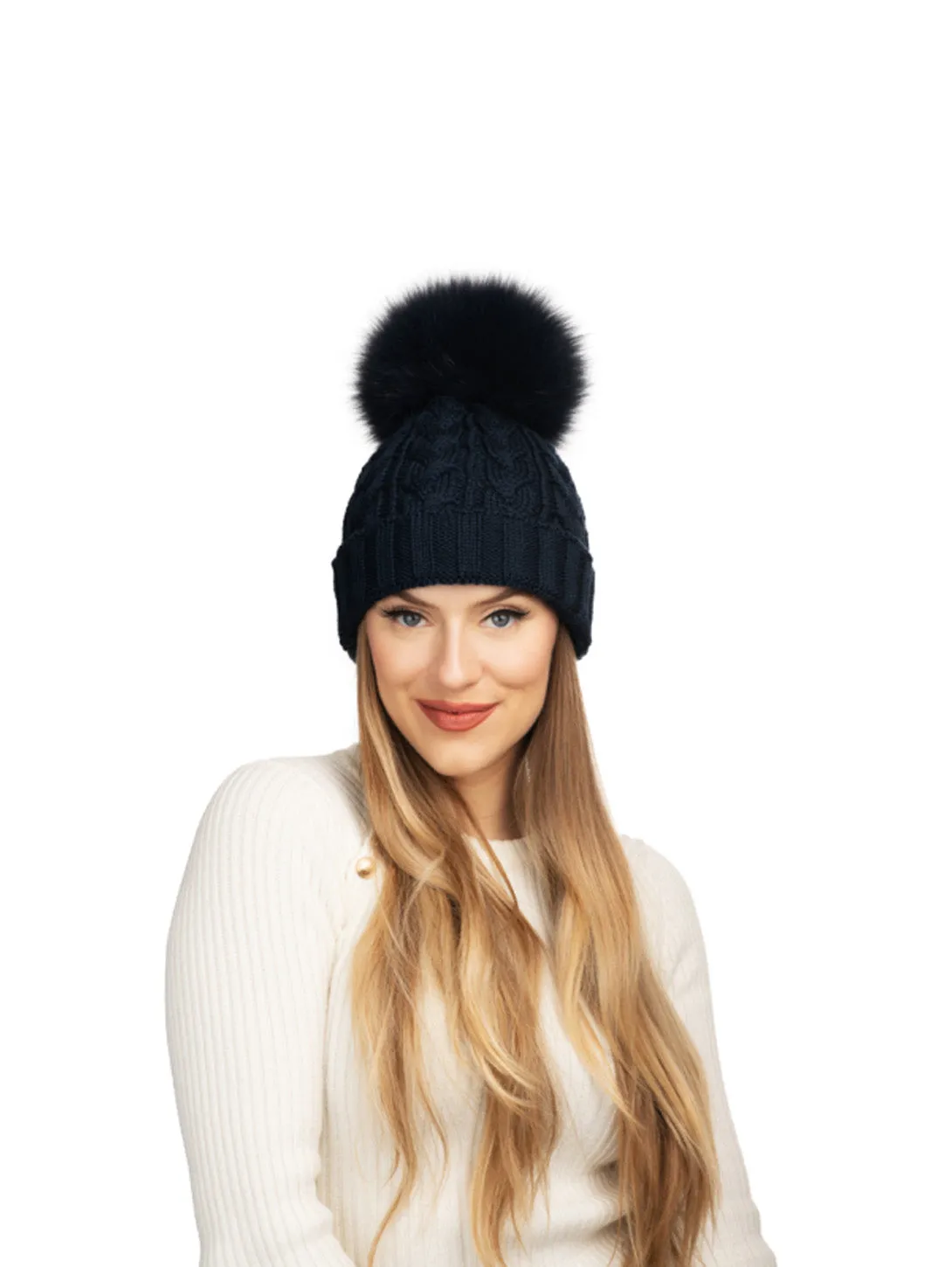 Charlie Cable Knit Hat - Midnight Navy