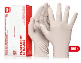 Disposable latex gloves, lightly powdered