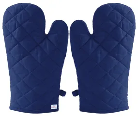 Heart Home Heat Resistant Cotton Kitchen Oven Mitt Microwave Gloves, Set of 2 (Blue)-HS43HEARTH26080