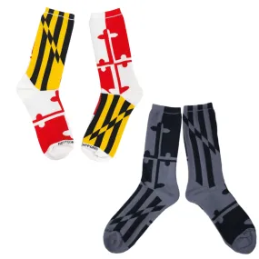 Maryland Flag & Greyscale (2-Pack) / Crew Socks *BUNDLE PACK*