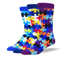 Men's Fashion Puzzle Sock Bundle - 3 Pair