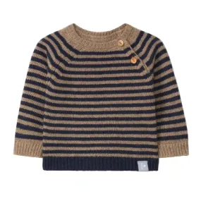 Snug (Portugal) - Knit Sweater - Navy   Taupe Stripe