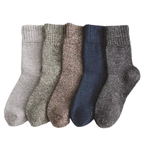 Thick Wool Socks Men, Soft Thermal Lamb Wool Knitted, Fuzzy, Breathable, 6-Pair