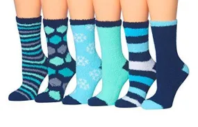 Tipi Toe Women's 6-Pairs Cozy Microfiber Anti-Skid Soft Fuzzy Crew