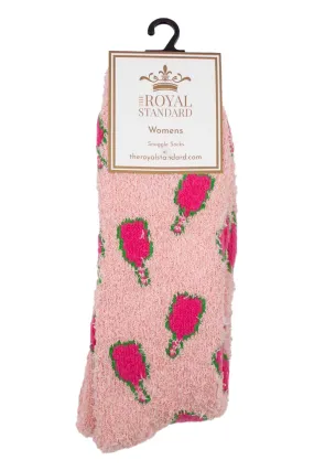 Women's Snuggle Socks-Pink Pickleball