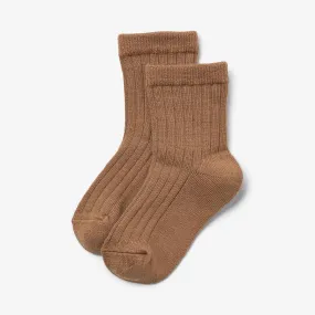 Wool Rib Socks Vilde - caramel